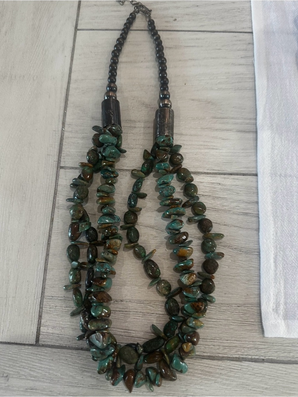 Multi-Strand Green Turquoise Chip Necklace - Boho Statement